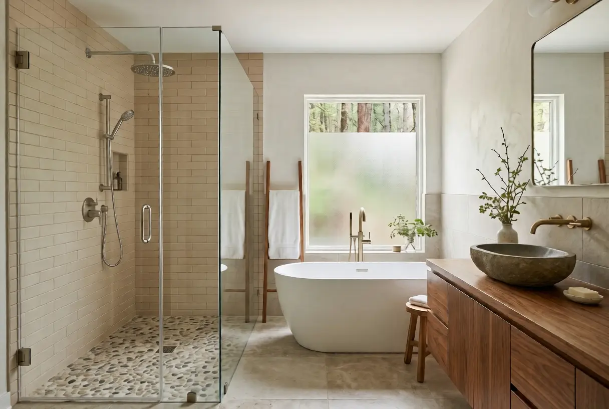 Spa bathroom remodel in a Weaverville NC custom home